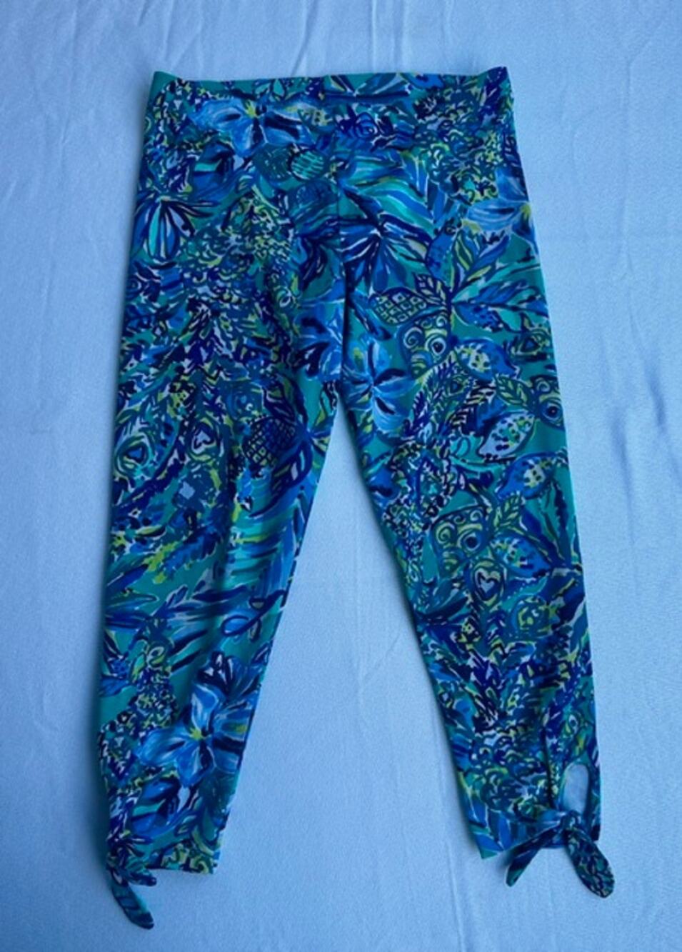 Lilly Pulitzer Girls Blue Print Cropped Leggings XL 12-14